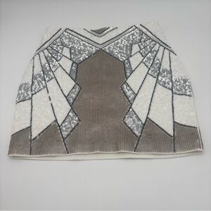 Express Sequin Mini Skirt‎ - White and Gray